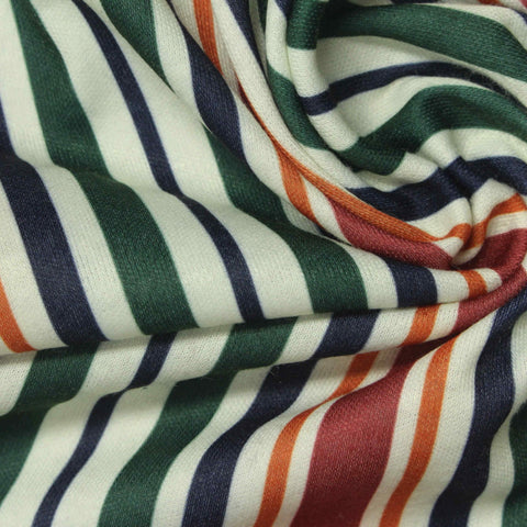 Cream Vertical-Stripe Interlock Knit, Polyester, 186 gsm