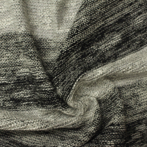 Grey Horizontal-Stripe Chunky Knit, Viscose-Poly, 247 gsm