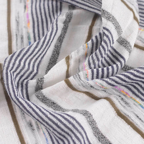 White Vertical-Stripe Knit, Polyester, 181 gsm