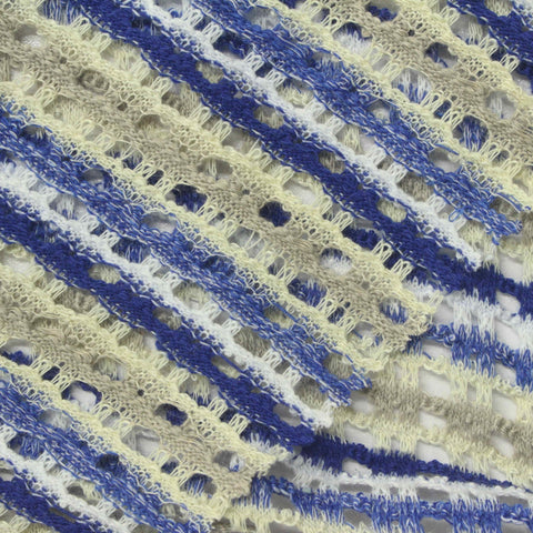 Blue Horizontal-Stripe Chunky Knit, Polyester, 223 gsm