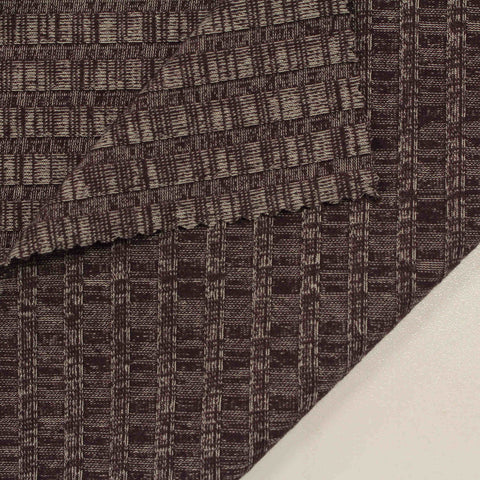 Dark Brown Bands Rib Knit, Cotton-Poly