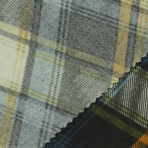 Dark Blue Bold-Plaid Chunky Knit, Polyester
