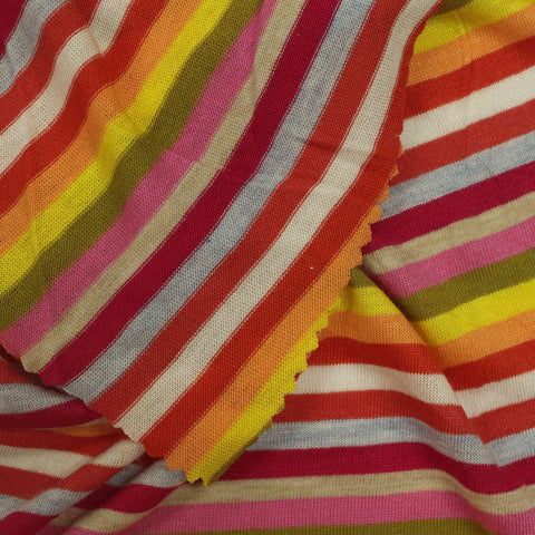 Multi Horizontal-Stripe Jersey Knit, Viscose, 138 gsm