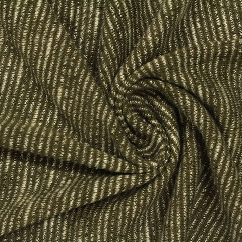 Dark Olive Stripes Chunky Knit, Poly-Viscose