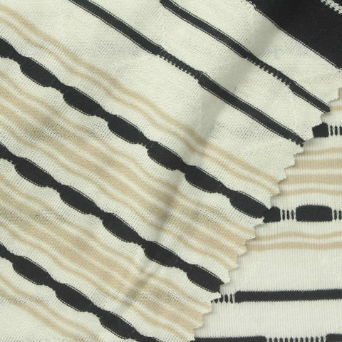 Black Stripes Jersey Knit, Poly-Viscose, 140 gsm