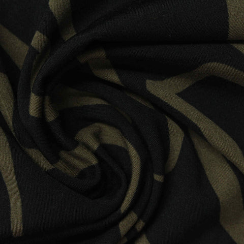 Dark Olive Abstract Sateen, Poly-Spandex