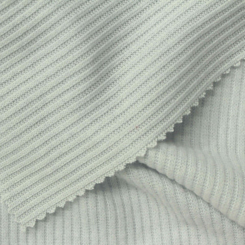 Brushed Polyester Viscose Stretch Rib Knit Fabric, 181 gsm, 172 cm — Green