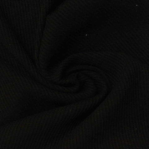 Polyester Cotton Rib Knit Fabric, 266 gsm, 165 cm — Black