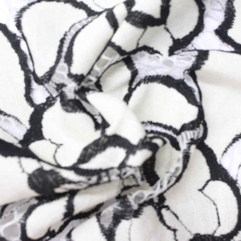 Black Floral Lace, Cotton-Nylon, 140 gsm