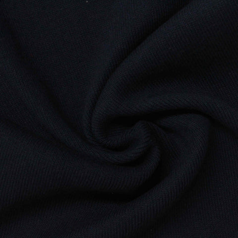 Cotton Polyester Rib Knit Fabric, 451 gsm, 165 cm — Black