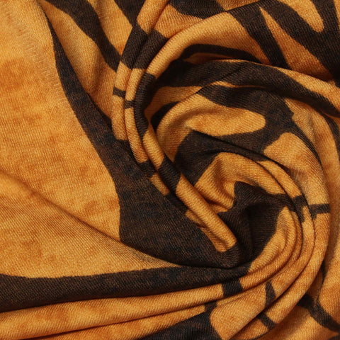 Dark Brown Animal Print Linen-Look, Polyester