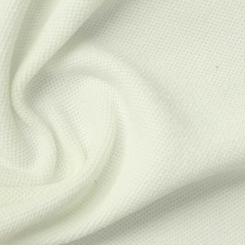 Polyester Stretch Piqué Knit Fabric, 335 gsm, 156 cm — White
