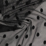 Dotted Nylon Stretch Lace Fabric, 55 gsm, 155 cm — Black — photo 3