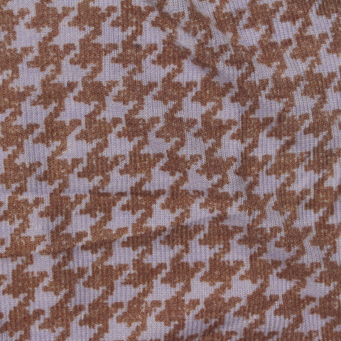 Brown Houndstooth Rib Knit, Poly-Viscose
