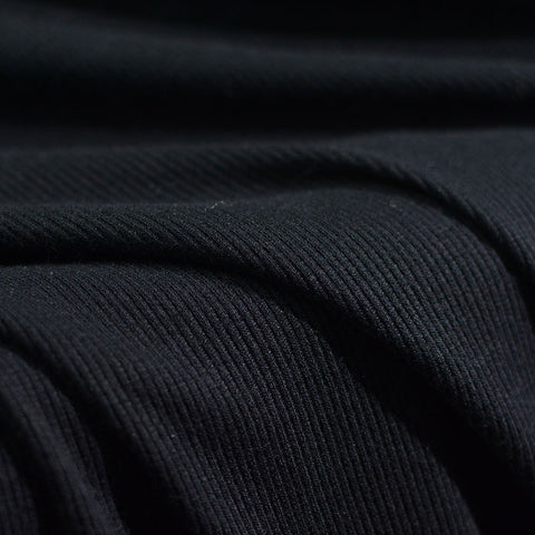 Viscose Stretch Rib Knit Fabric, 210 gsm, 158 cm — Black