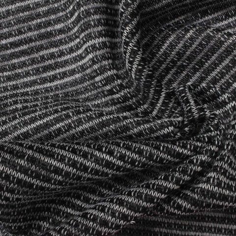 Light Grey Horizontal-Stripe Chunky Knit, Polyester, 186 gsm