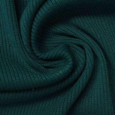 Polyester Stretch Rib Knit Fabric, 246 gsm — Green