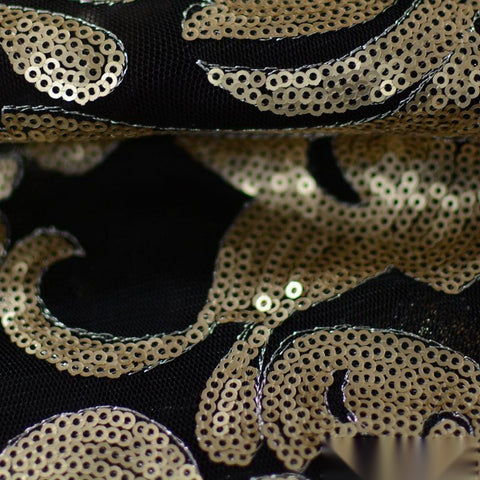 Gold Sequin Mesh, Polyester, 180 gsm