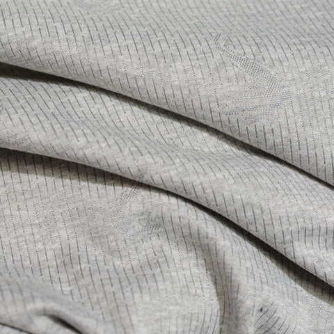 Grey Tone-on-Tone Leaf Jacquard, Poly-Viscose
