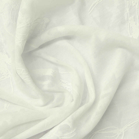 Cream Tone-on-Tone Floral Jacquard, Poly-Cotton, 120 gsm