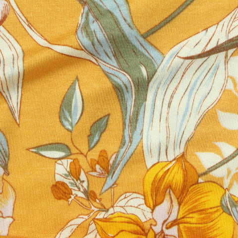 Yellow Floral Jersey Knit, Viscose, 170 gsm