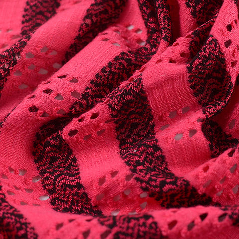 Red Vertical-Stripe Jacquard, Polyester, 153 gsm