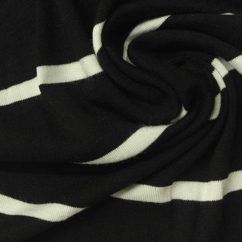 Black Stripes Jersey Knit, Viscose, 180 gsm