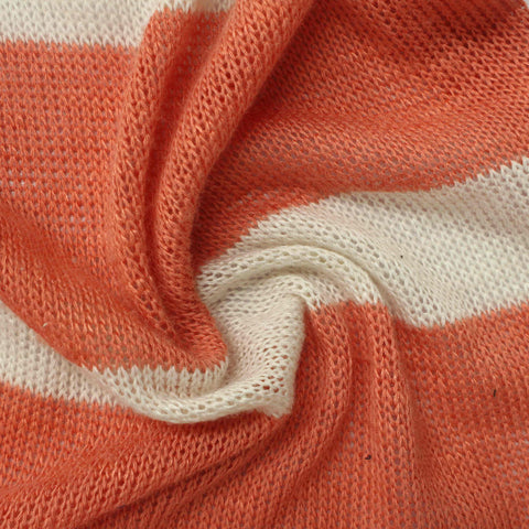 Orange Horizontal-Stripe Jersey Knit, Viscose-Poly, 186 gsm