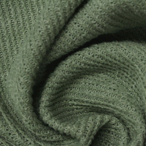 Polyester Stretch Rib Knit Fabric, 195 gsm, 150 cm — Green