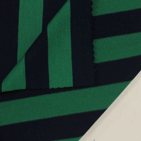Dark Green Vertical-Stripe Jersey Knit, Viscose
