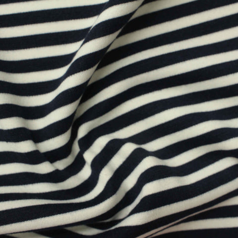 Navy Stripe Ponte Knit, Poly-Viscose