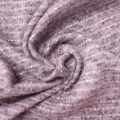 Pink Horizontal-Stripe Chunky Knit, Poly-Viscose, 200 gsm