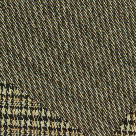 Black Houndstooth Interlock Knit, Poly-Viscose, 400 gsm