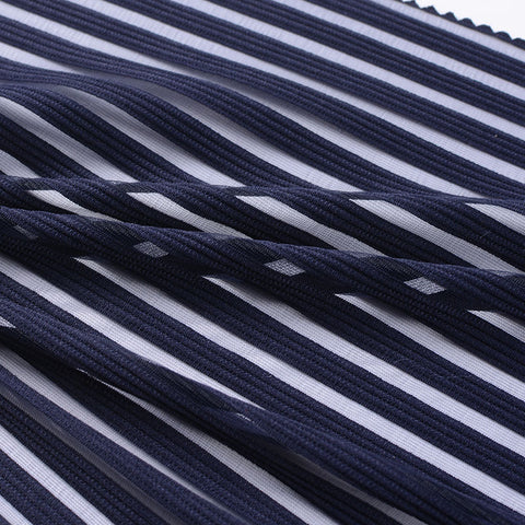 Navy Stripe Mesh, Polyester