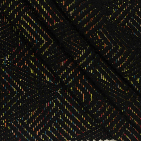 Black Wavy-Line Jacquard, Polyester, 295 gsm