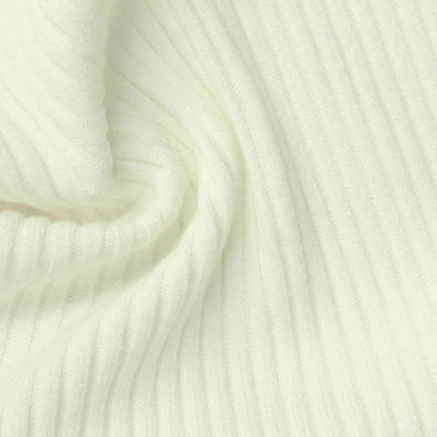 Viscose Polyester Blend Rib Knit Fabric, 350 gsm, 150 cm — White