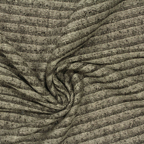 Orange Marled-Stripe Rib Knit, Viscose-Poly