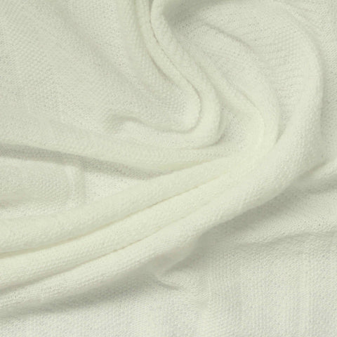 Jacquard Polyester Cotton Pointelle Knit Fabric, 230 gsm, 165 cm — White