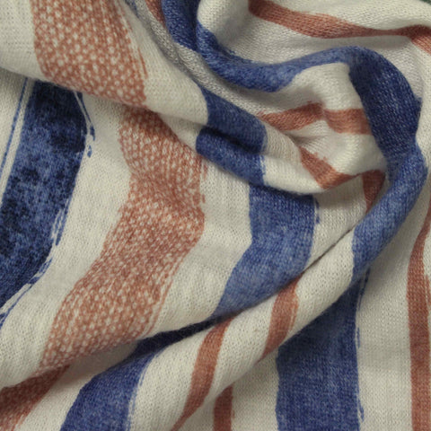 Blue Vertical-Stripe Crepe, Polyester, 163 gsm
