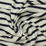 Navy Horizontal-Stripe Jersey Knit, Viscose — photo 3