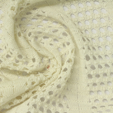 Cream Openwork Chunky Knit, Poly-Cotton, 200 gsm