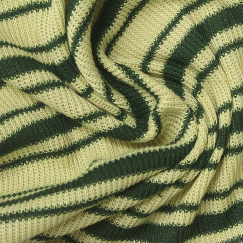 Dark Green Stripes Rib Knit, Polyester