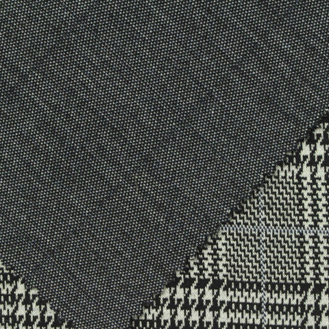 Black Houndstooth Jacquard, Poly-Viscose, 430 gsm
