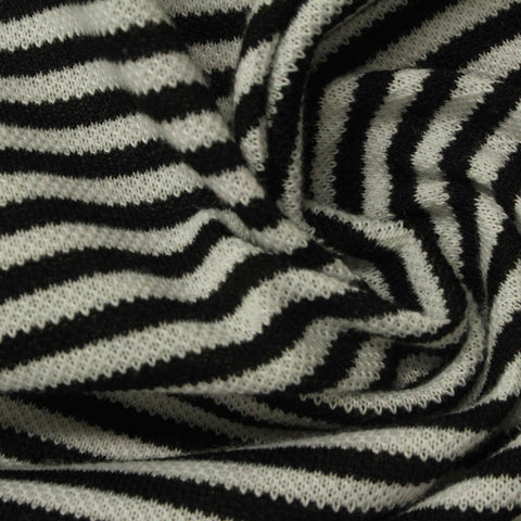 Black Horizontal-Stripe Linen-Look, Polyester