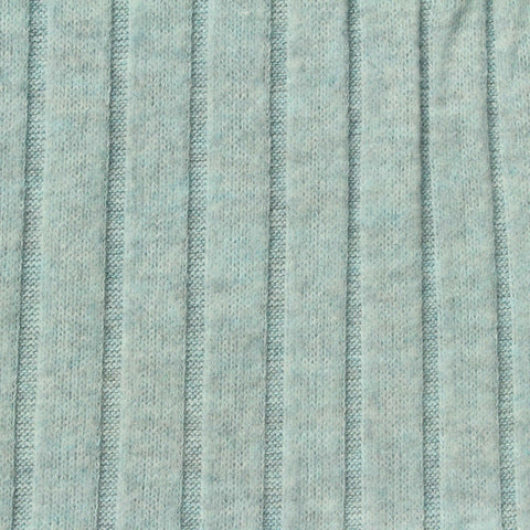 Yarn-Dyed Brushed Polyester Viscose Stretch Rib Knit Fabric, 240 gsm, 160 cm — Blue