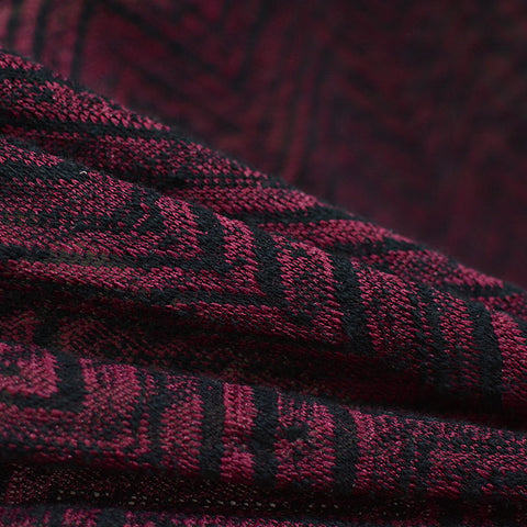 Dark Red Zigzag Jacquard, Poly-Viscose