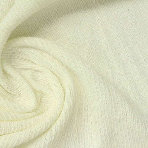 Cotton Stretch Rib Knit Fabric, 184 gsm, 165 cm — White