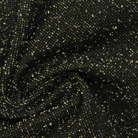 Black Houndstooth Interlock Knit, Polyester, 334 gsm
