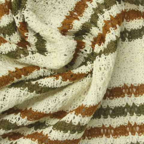 White Horizontal-Stripe Rib Knit, Poly-Cotton, 244 gsm