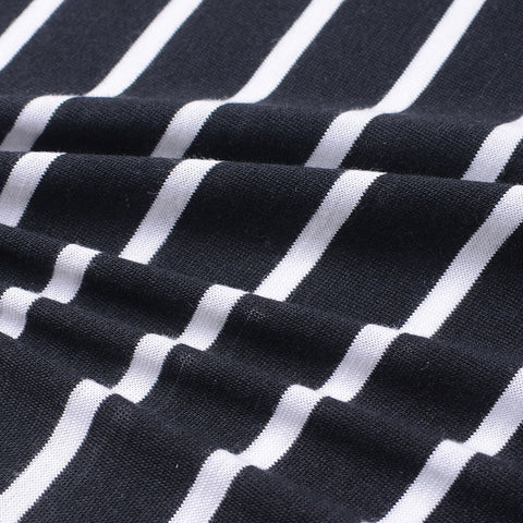 Black Vertical-Stripe Jersey Knit, Cotton-Modal